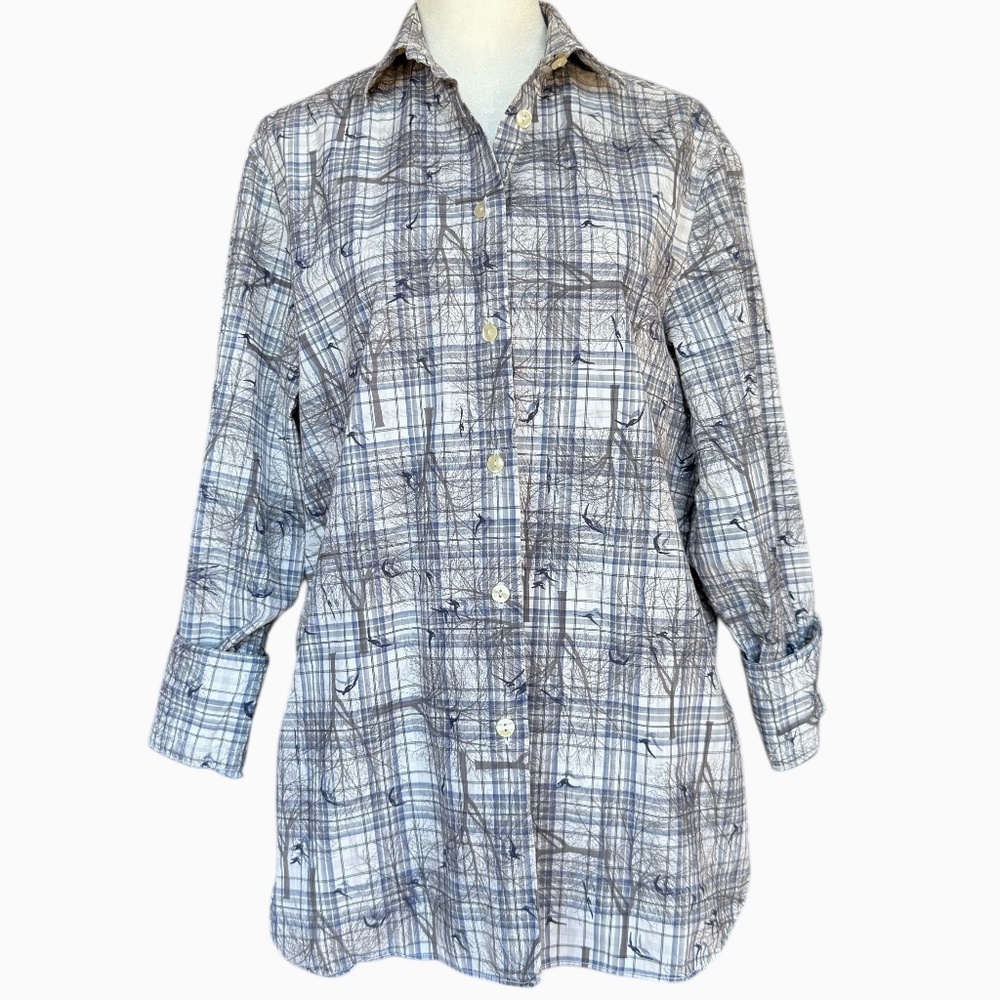 Maus & Hoffman Grey Button‎ Front 100% Cotton Shirt Sz M